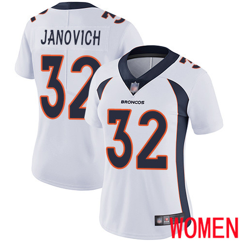 Women Denver Broncos #32 Andy Janovich White Vapor Untouchable Limited Player Football NFL Jersey